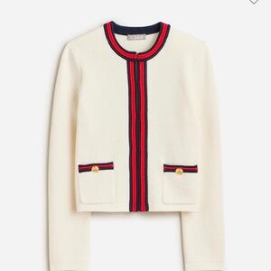 NWT J. Crew Emilie sweater lady jacket with contrast trim Size XS ivory